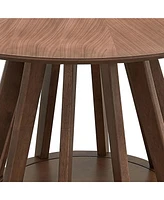 5-Piece Modern Dining Set: Round Walnut Table + 4 Upholstered Chairs