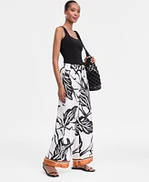 I.n.c. International Concepts Petite Printed High Rise Wide-Leg Pants, Exclusively at Macy's