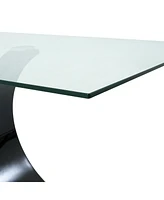 Elegant Glass Dining Table with Grey Chairs (Set of 7