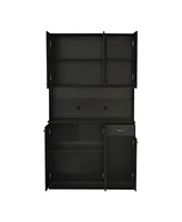 70.87" Tall Wardrobe & Kitchen Cabinet, With 6-Doors, 1-Open Shelves And 1-Drawer For Bedroom