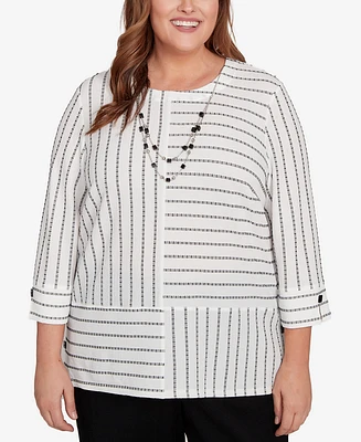 Alfred Dunner Plus Textured Stripe Top