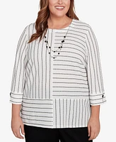 Alfred Dunner Plus Textured Stripe Top