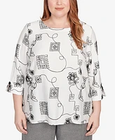 Alfred Dunner Plus Embroidered Floral Top