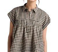 Lucky Brand Women's Cotton Pintuck Button-Front Top