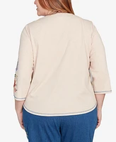 Alfred Dunner Plus Floral Embroidered Top