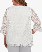 Alfred Dunner Plus Embellished Lace Two One Top