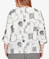 Alfred Dunner Plus Embroidered Floral Top