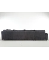 Oversized Corduroy Sofa Couches: 5-Seat Dark Gray Modular Sectional