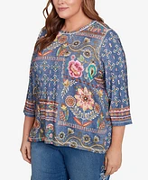 Alfred Dunner Plus Floral Patch Top