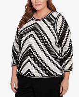 Alfred Dunner Plus Crochet Bell Sleeve Top