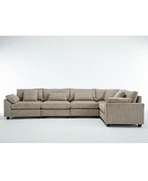 Corduroy Modular Sofa, 5-Seat, Brown