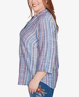 Alfred Dunner Plus Textured Stripe Top