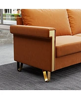 Modern Velvet Sofa with Gold Legs & Deep Cushions (76.34