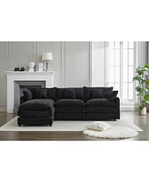 Modular Sectional Sofa, 3-Seater Sofa with Ottoman, Modern L-Shaped Sofa for Living Room Bedroom Apartment