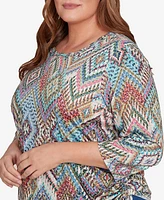 Alfred Dunner Plus Ikat Diamond Top