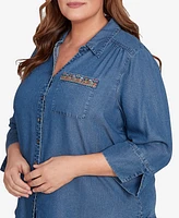 Alfred Dunner Plus Embroidered Butterfly Top