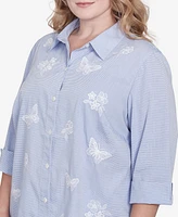 Alfred Dunner Plus Striped Butterfly Top