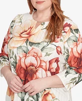 Alfred Dunner Plus Beaded Floral Top