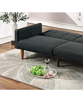 Transitional Black Sofa Bed with Wooden Legs