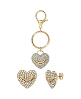 Juicy Couture Gold-Tone Pave Heart Keychain & Earrings Set
