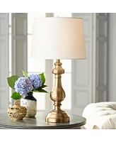 Fairlee Traditional Candlestick Style Table Lamps 26" High Set of 2 Antique Brass Gold White Fabric Drum Shade Decor for Living Room Bedroom Hous