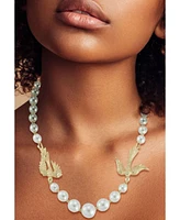 Rachel Zoe Gold Plated Pearl Birds Necklace