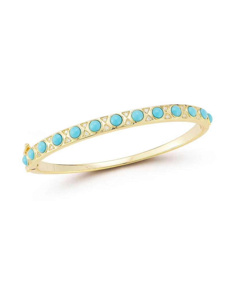 Rachel Zoe 14K Gold Plated Sterling Silver Turquoise Bangle