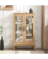Elegant Curio Cabinet with Mirrored Back and Adjustable Shelves