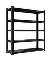72.05 Inch Tall Black Metal Shelves with 5 Removable Dividers Are High Capacity and Load Bearing for Garages, Kitchens and Offices.
