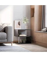 Coffee Tables for Living Room Modern Black Coffee Table with S-Shaped 3 Tiers Open Storage Shelf Matte Center Sofa Tea Table for Home Office Furniture
