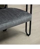 Modern Loveseat 2 Seater Sofa Chenille Fabric Couch with Arms and Metal Legs for Living Room, Home Office, Studio (Gray Chenille)