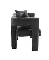 Modern Comfy 2-Seater Chenille Loveseat (Carbon Black)