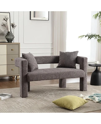 Modern Chenille Loveseat: Comfy 2-Seater Sofa for Living and Leisure (Gray)