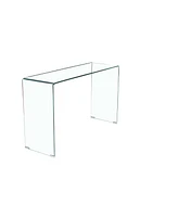 Glass Console Table, Transparent Tempered Glass Console Table with Rounded Edges Desks, Sofa Table
