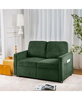 Retractable 3-Seater Sofa, Corduroy Green (Olive)