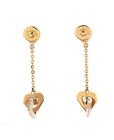 Pre-Owned Cartier Double Heart Drop Earrings 18K Rose Gold with 18K White Gold