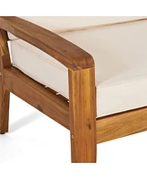 Grenada Club Chairs Acacia Wood and Sunbrella Cushions for Outdoor Comfort