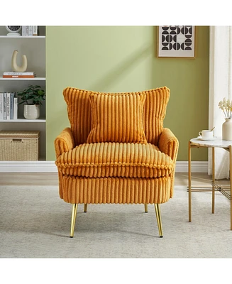 30.31 inch single chair Fashion sofa, yellow sofa, coarse corduroy fabric, soft and comfortable, suitable for apartment office living room bedroom mee