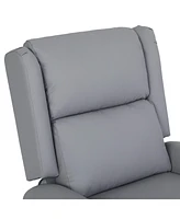360 Degree Swivel Upholstered Manual Recliner With Nailhead Trims For LIving Room, Grey