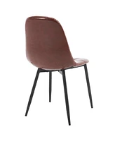 Modern Faux Leather Dining Chairs (Set of 4), High Backrest, Metal Legs