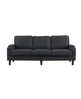 3-Seat Dark Grey Knockdown Sofa with Ottoman and Storage