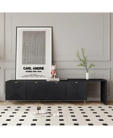 Extendable Tv Cabinet with Storage, Adjustable Shelves, Lacquered Wood Veneer