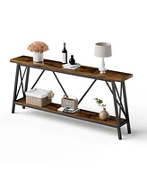 70.9" Extra Long Sofa Console, Entryway Table with 2-Tier Storage
