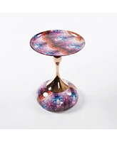 Mermaid Tail Coffee Table, Metal Pedestal Table, Accent Table for Small Spaces