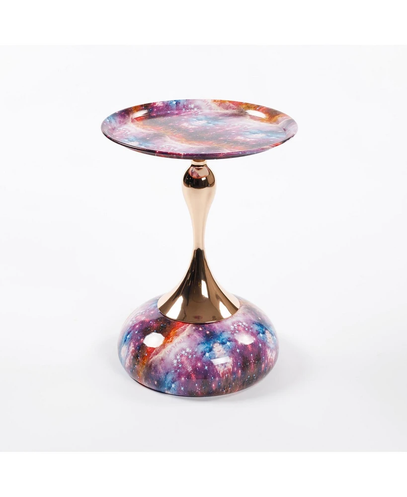 Mermaid Tail Coffee Table, Metal Pedestal Table, Accent Table for Small Spaces