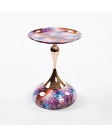 Mermaid Tail Coffee Table, Metal Pedestal Table, Accent Table for Small Spaces
