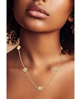 Rachel Zoe 14K Gold Plated Sterling Silver Pave Button Station Necklace