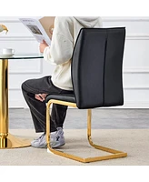 Luxury Black Pu Dining Chairs - Gold Leg (Set of 6)