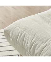 Fireside Accent Bean Bag Chair, Modern Armless Floor Sofa (Chenille, White)