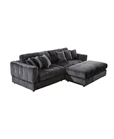 Oversized Cloud Sectional Sofa with Moveable Ottoman (Grey)